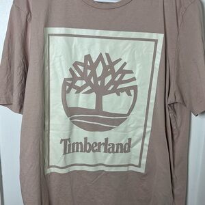 Timberland XL Graphic Logo T Shirt Mauve Dusty Rose Regular Fit Cotton